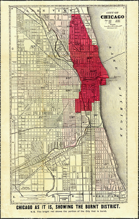 Chicago Fire Old Map 1871 Photograph by Phil Cardamone