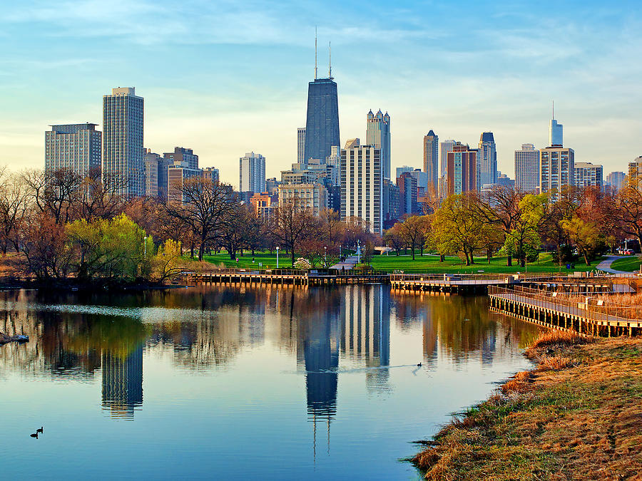 Chicago Skyline Photograph - Chicago from Lincoln Park - No 3 by Nikolyn McDonald