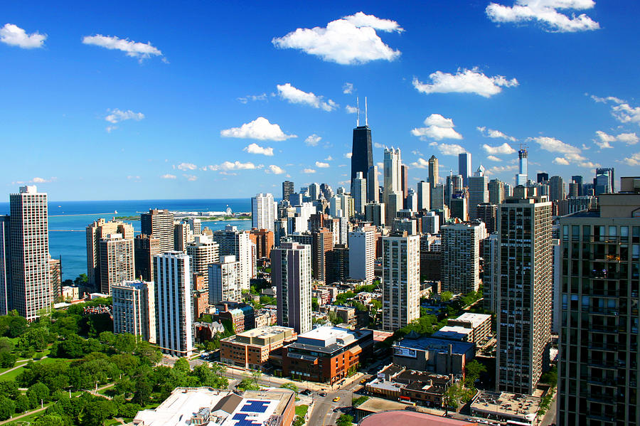 Chicago Gold Coast Aerial Skyline Blue Sky Photograph by Patrick Malon
