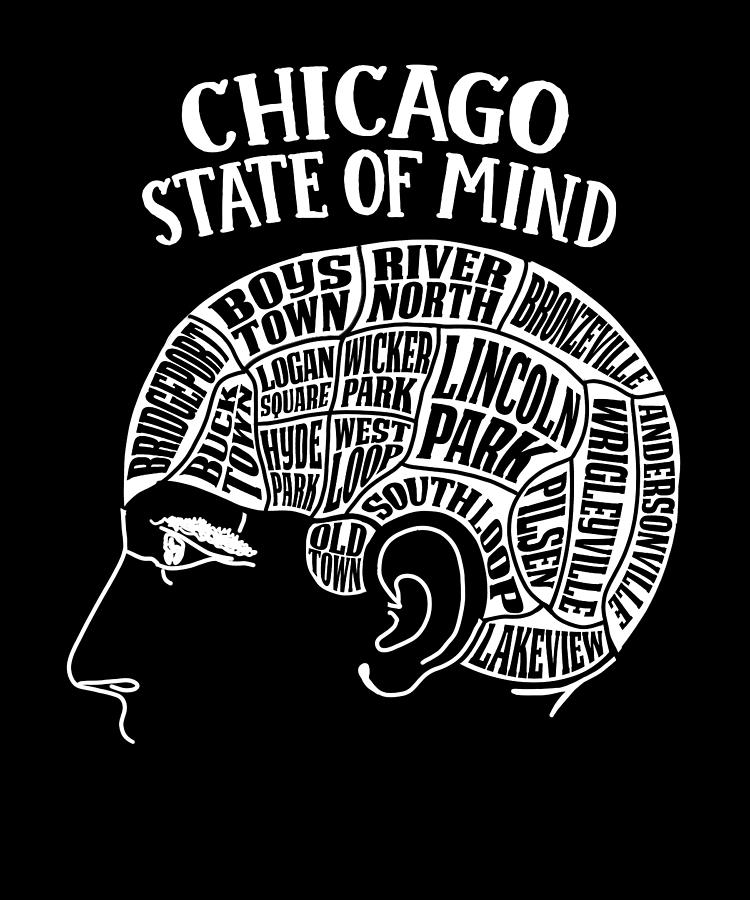Hyde Park Digital Art - Chicago Illinois Brain Head Design by Lance Gambis Art