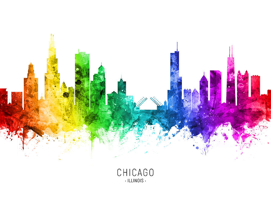 Chicago Illinois Skyline #04 Digital Art by Michael Tompsett