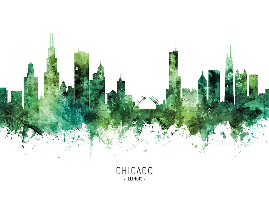 Chicago Illinois Skyline #77 Digital Art by Michael Tompsett