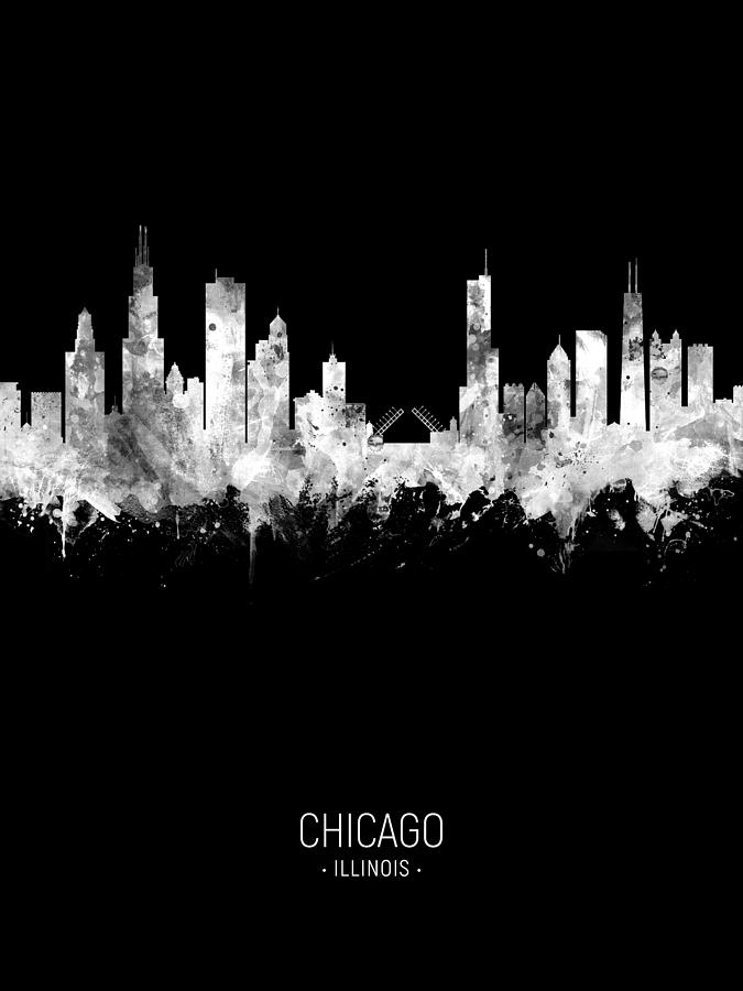 Chicago Digital Art - Chicago Illinois Skyline #79 by Michael Tompsett