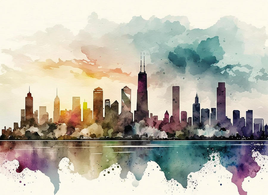 Chicago Illinois Skyline Digital Art by Thuy Dinh Thi - Pixels