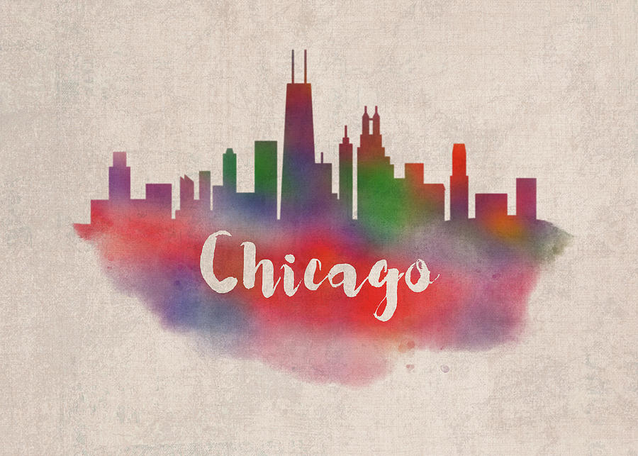 Chicago Illinois Watercolor City Skyline Mixed Media by Design Turnpike ...