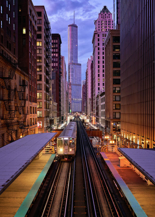Chicago loop at night Photograph by Eduard Moldoveanu