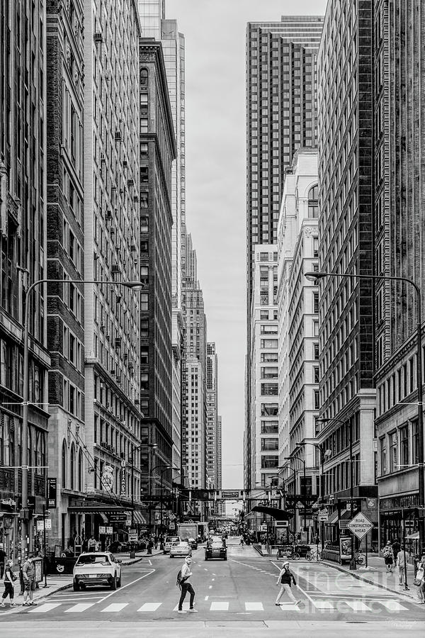 Chicago Madison Street Grayscale Photograph by Jennifer White