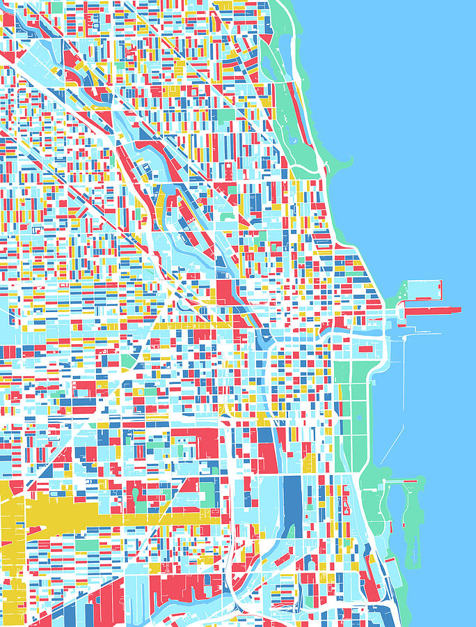 Chicago Map Retro 7 Digital Art