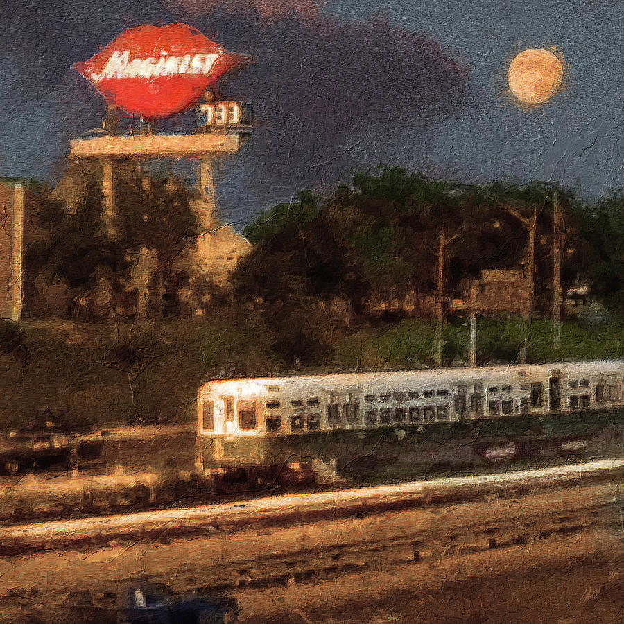 Chicago Moon and Magikist Sign Digital Art by Glenn Galen
