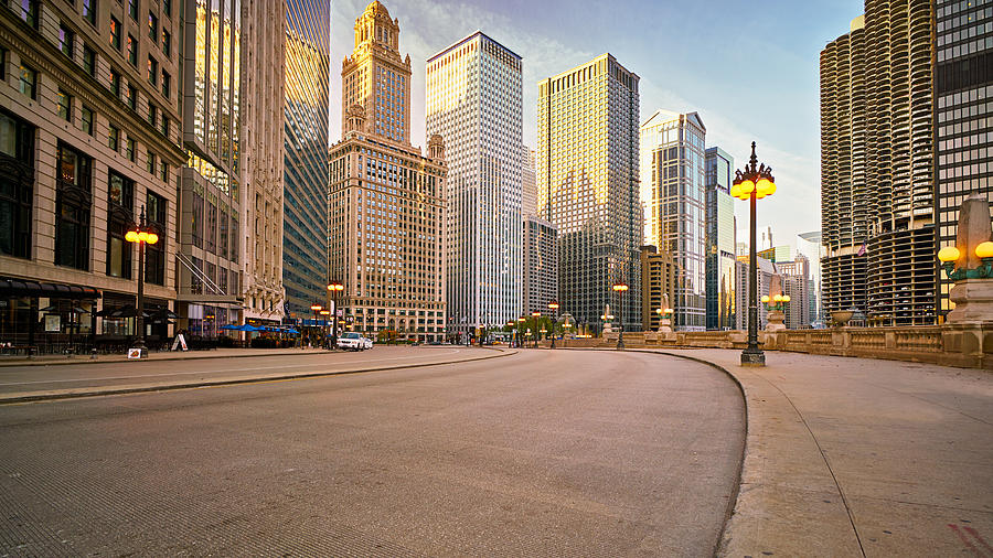 Chicago Morning Street At Center. Hotel. Financial Building Photograph by Andrey Denisyuk