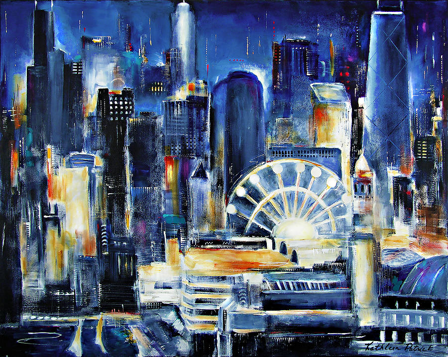 Chicago Skyline Painting - Chicago - Navy Pier by Kathleen Patrick