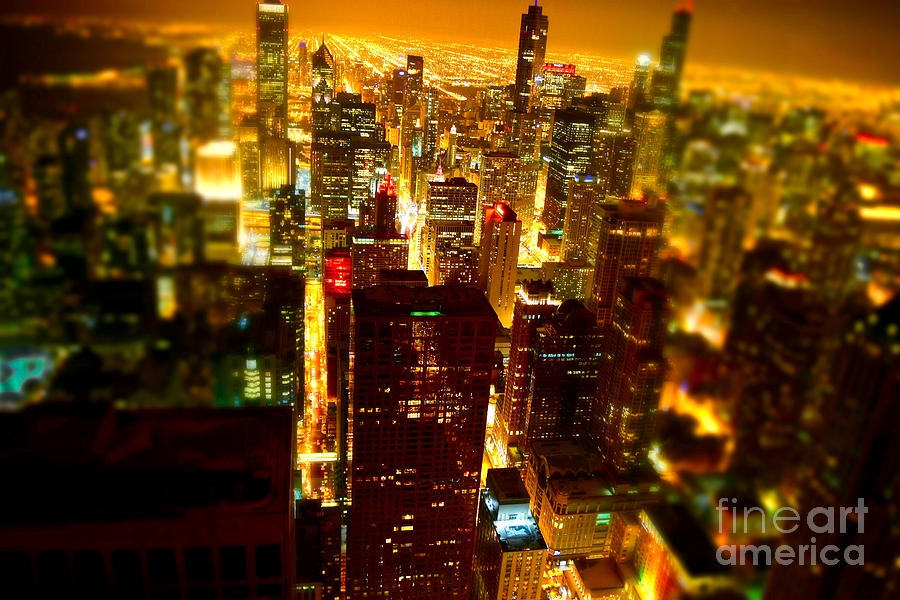 Chicago Night Reds Photograph by Debra Banks