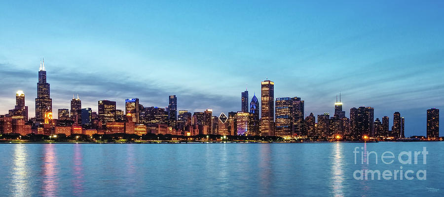 Chicago Night Skyline Photograph by Jennifer White