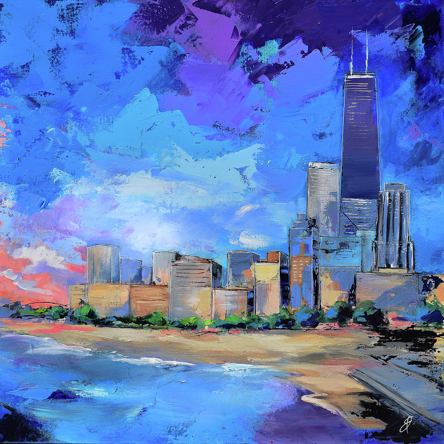 Chicago Oak Street Beach Painting by Elise Palmigiani - Pixels