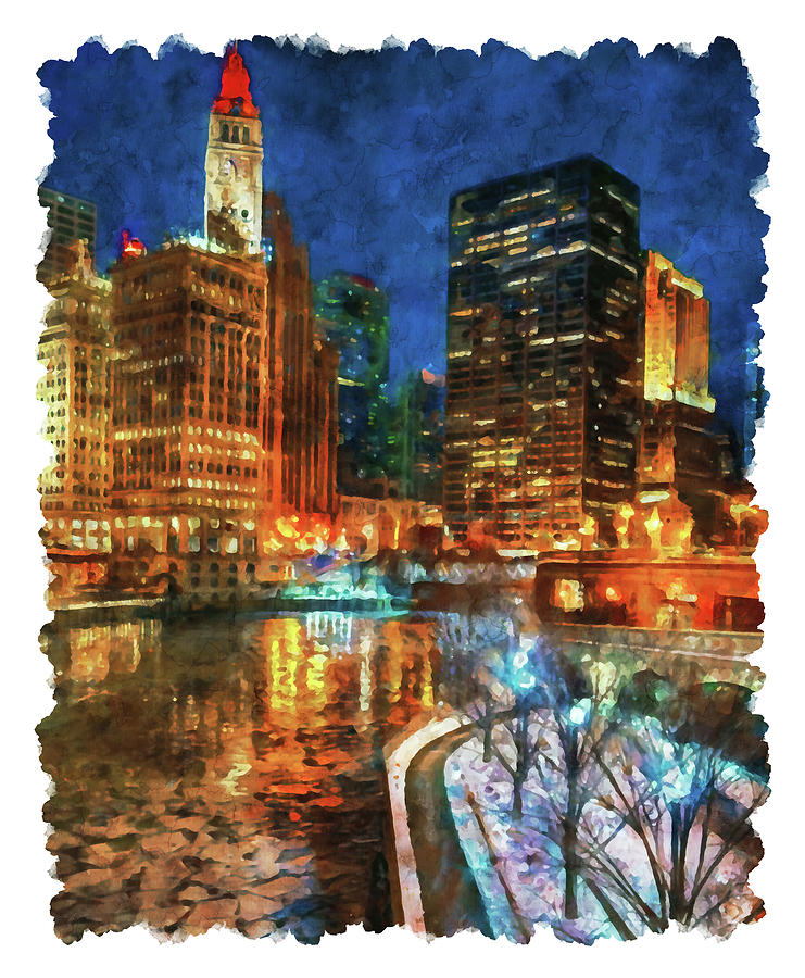 Chicago Panorama - 30 Painting by AM FineArtPrints