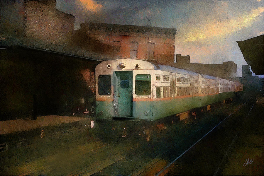 Chicago Rapid Transit at Damen Station 1970  Painting by Glenn Galen
