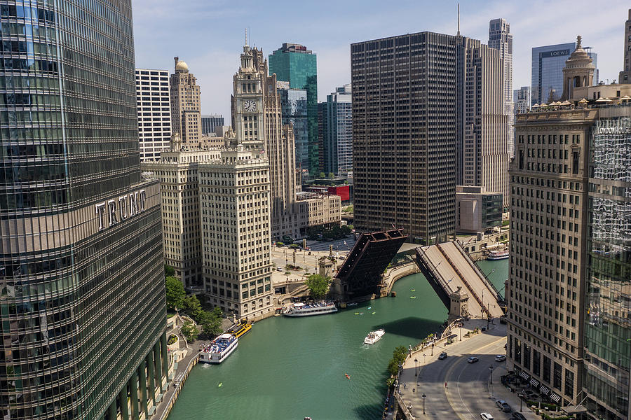 Chicago River and Clock Tower Photograph by John McGraw