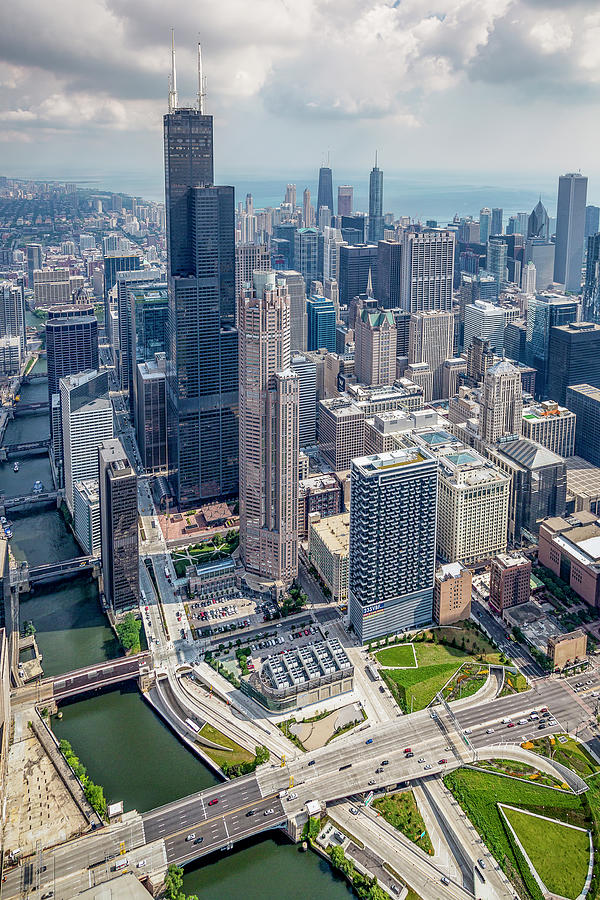 Chicago River and Willis Tower Photograph by Adam Romanowicz