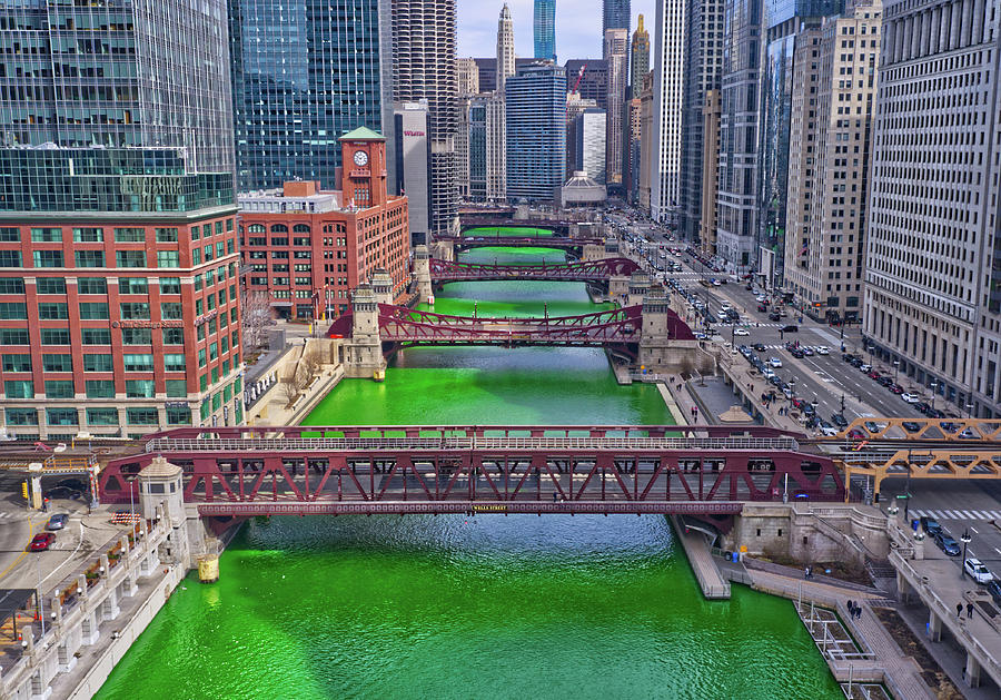 Chicago River Dye Photograph by Moses Polonio