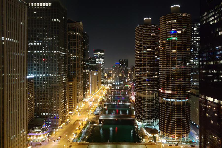 Chicago River Night 2 Photograph by Douglas Martin