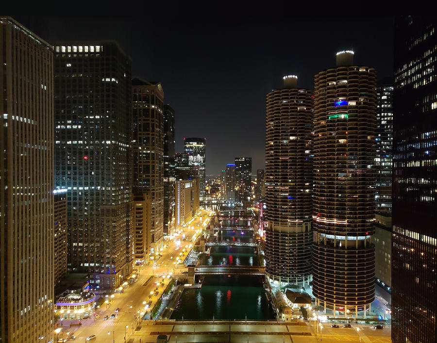 Chicago River Night Photograph by Douglas Martin