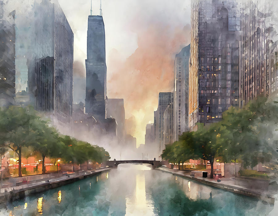 Chicago Riverwalk Painting by Deborah Pabodie - Fine Art America