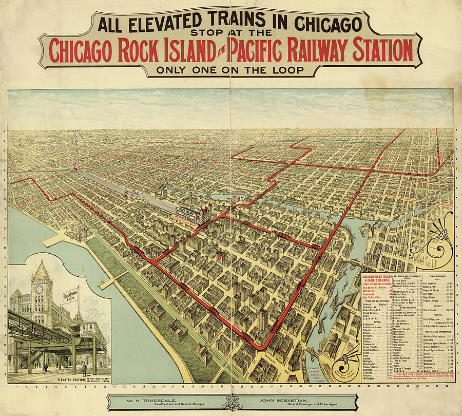 Transportation Drawing - Chicago Rock Island and Pacific Railway Station 1897 by Vintage Maps