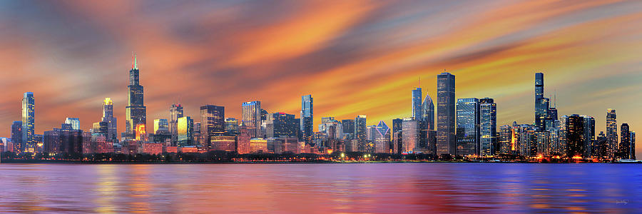Chicago Skyline 2021 DUSK Panorama Photograph by Jon Holiday