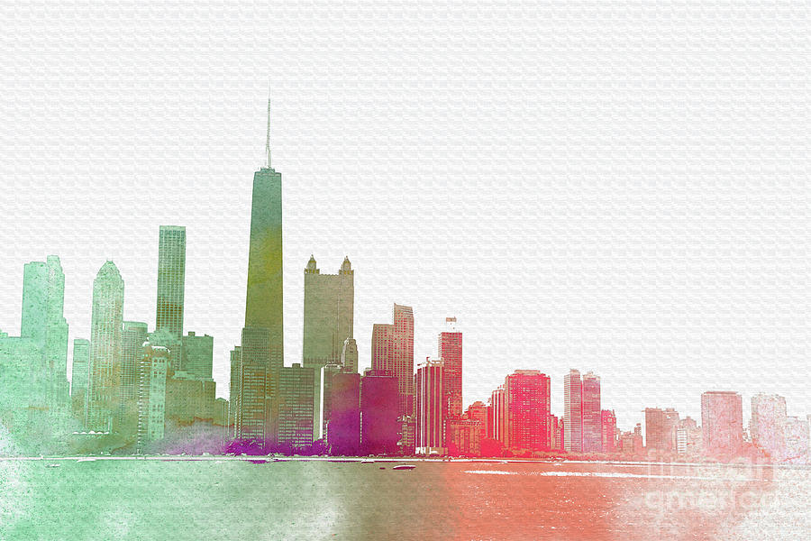 Chicago Skyline Abstract  Digital Art by Christiane Schulze Art And Photography