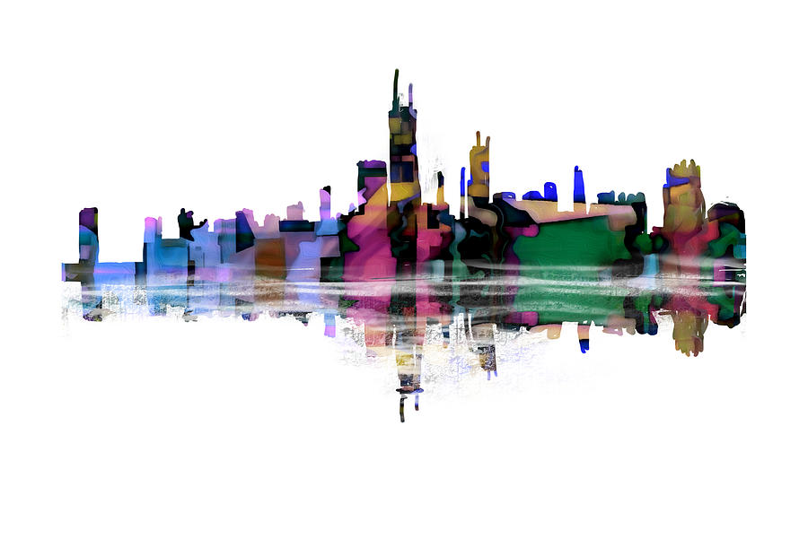 Chicago Skyline Abstract Digital Art by Eileen Backman