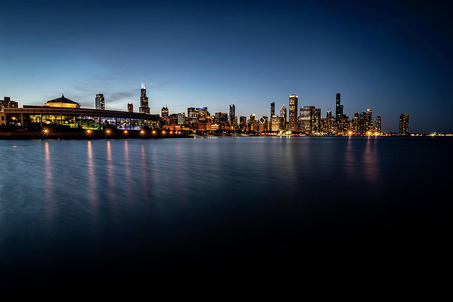 Chicago Skyline and Lake at dusk  Photograph by Sven Brogren
