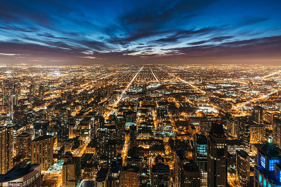 Chicago skyline at night Photograph by Wenjie Dong