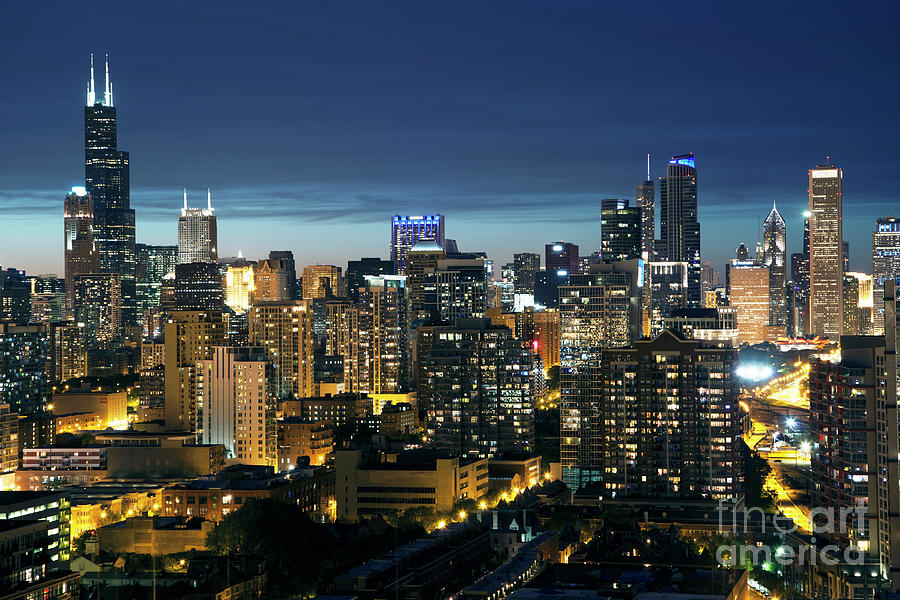 Chicago Skyline At Sunset Photograph By Bill Cobb Pixels