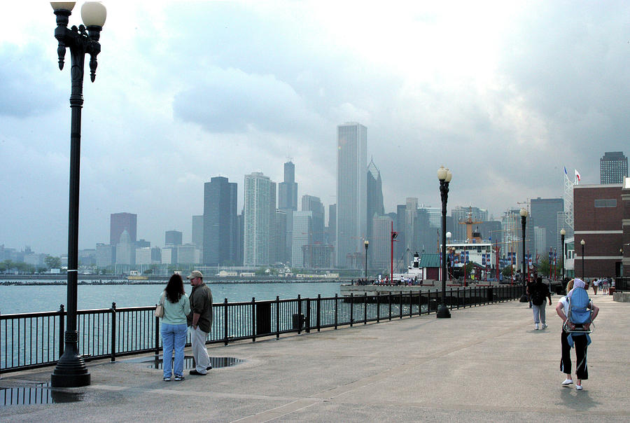 Chicago Skyline From The Navy Pier Boardwalk Photograph