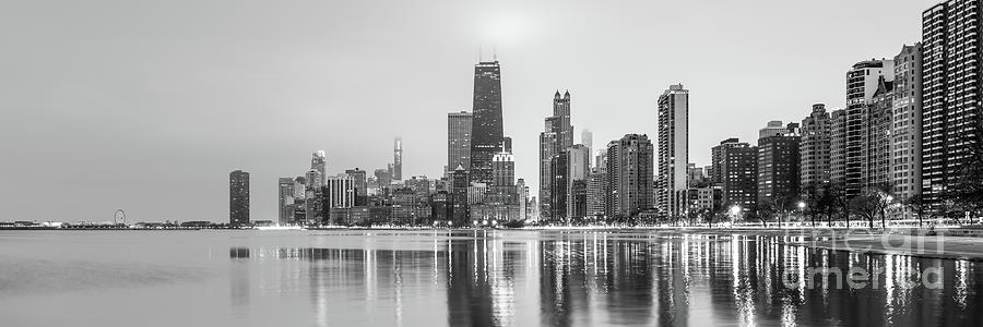 Chicago Skyline Gold Coast Black and White Panorama Photograph by Paul Velgos