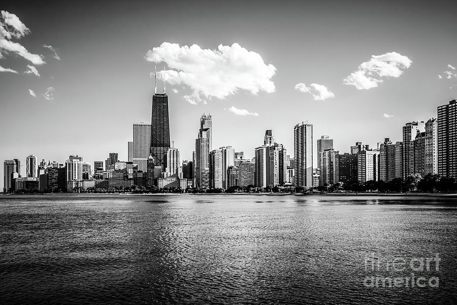 Chicago Skyline Gold Coast Black and White Photo Photograph by Paul Velgos