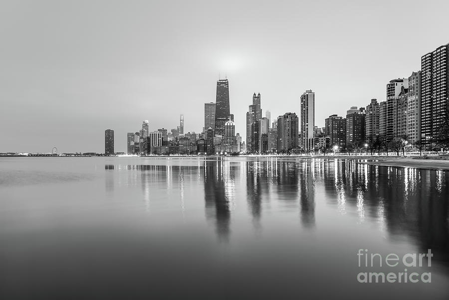Chicago Skyline Gold Coast in Black and White Photograph by Paul Velgos