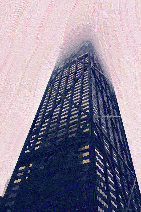 Chicago Skyline, Illinois, Usa - 23 - Abstract Oil Painting By Ahmet Asar Digital Art