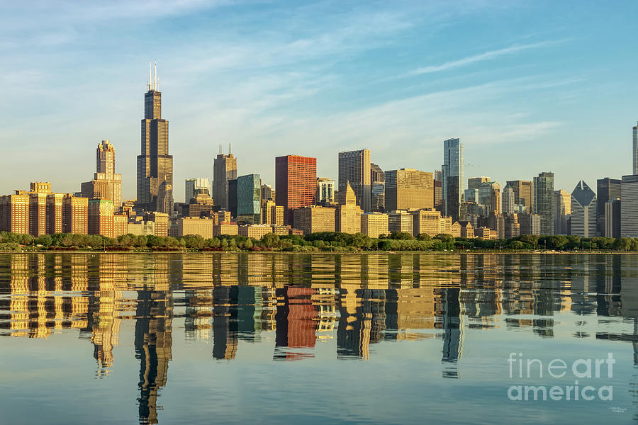 Chicago Skyline In Golden Sunlight Photograph by Jennifer White - Fine ...