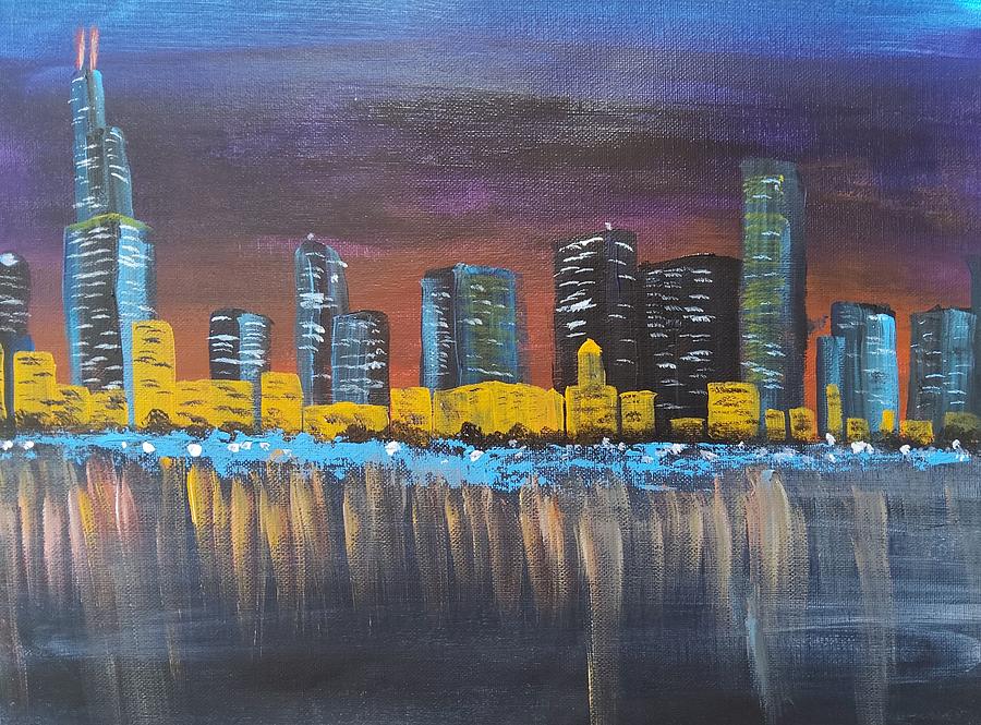 Chicago Skyline Painting by Jeff Poncar - Fine Art America