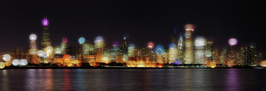 Chicago Skyline Lights Photograph by Owen Weber