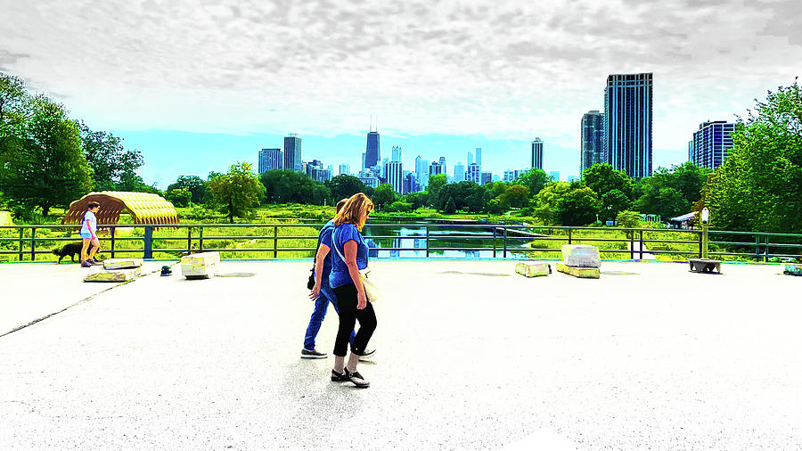Chicago Skyline Lincoln Park Walking Photograph by Patrick Malon