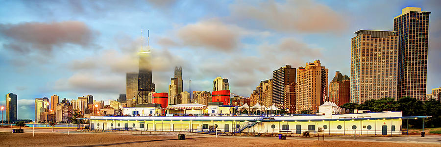 Chicago Skyline Panorama From North Avenue Beach Photograph