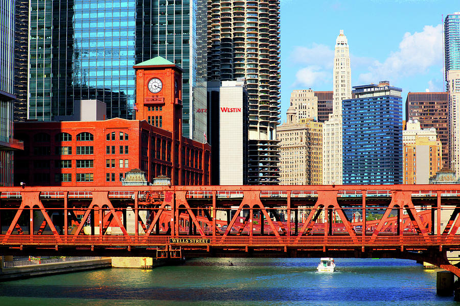 Chicago Skyline River Bridge Photograph by Patrick Malon