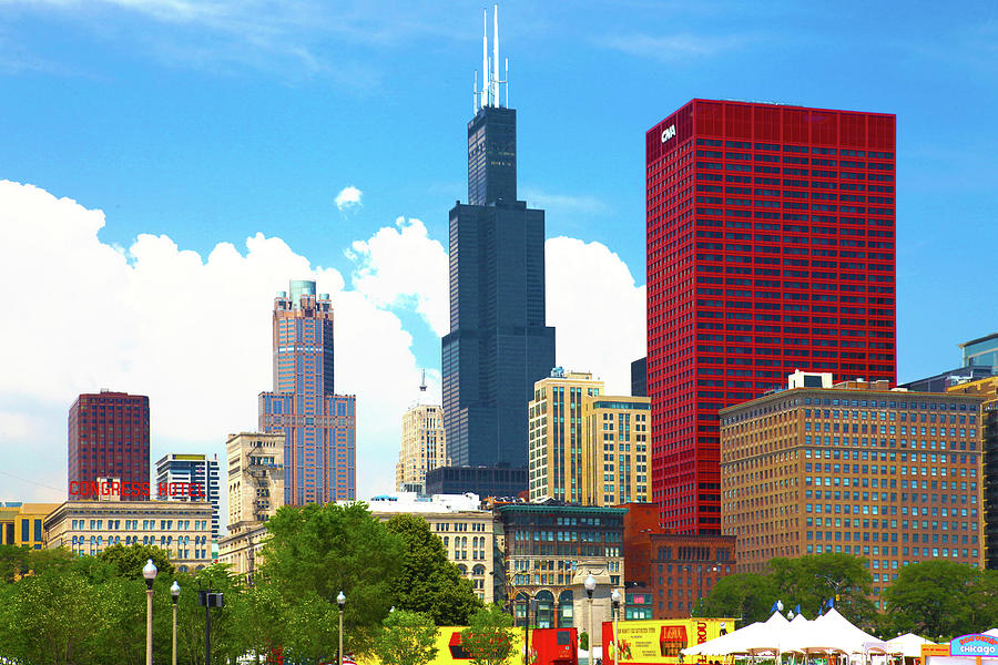 Chicago Skyline Sears Tower Grant Park Photograph by Patrick Malon