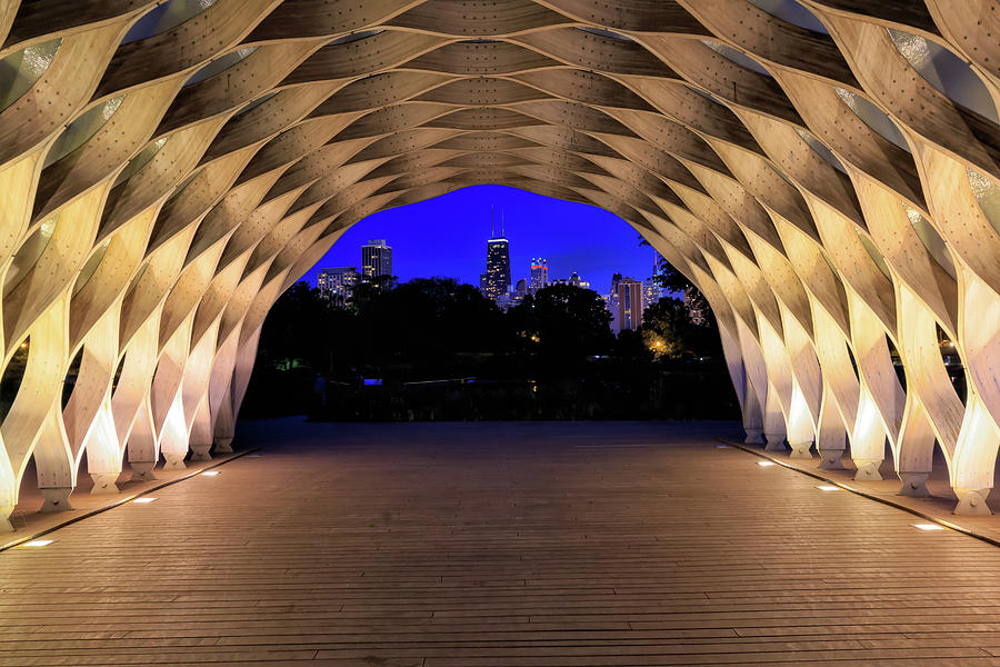 Chicago Skyline Shot Through the Peoples Gas Pavilion in Lincoln Park Photograph by Peter Ciro
