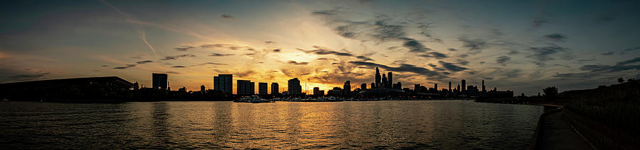 Chicago skyline silhouette Panoramic Photograph by Sven Brogren
