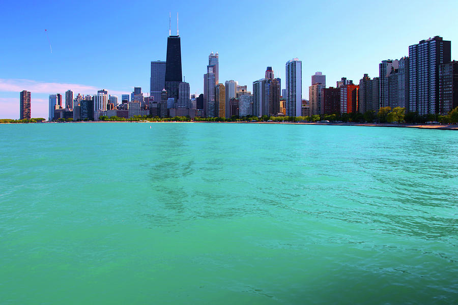 Chicago Skyline Teal Water Photograph by Patrick Malon