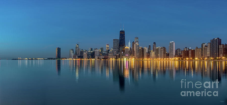 Chicago Skyline Twilight Pano Photograph by Jennifer White