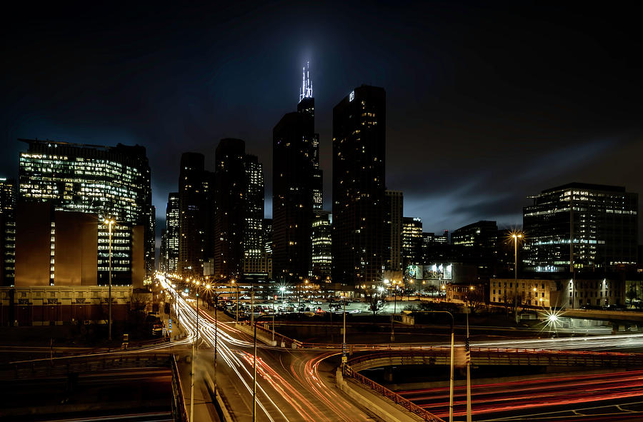 Chicago Skyline with a touch of blue Photograph by Sven Brogren